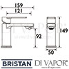 Bristan Soho Basin Mixer without Waste Tap Dimensions
